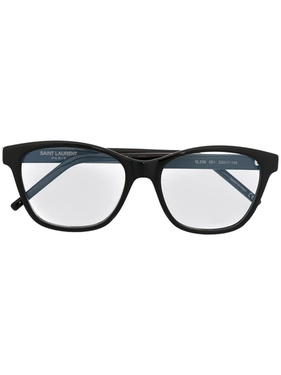 Saint Laurent Square-frame Logo Plaque Glasses In Black