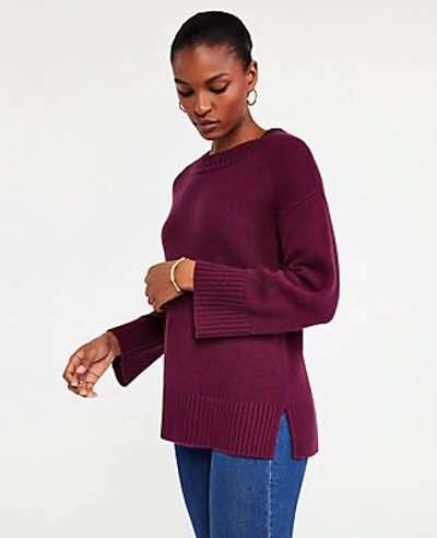 Ann Taylor Cashmere Flare Sleeve Tunic Sweater In Mulberry Wine