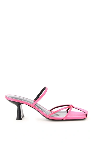 By Far Edita Satin Mules In Fuchsia,pink