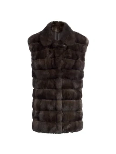 The Fur Salon Sable Fur Notch Collar Vest In Brown