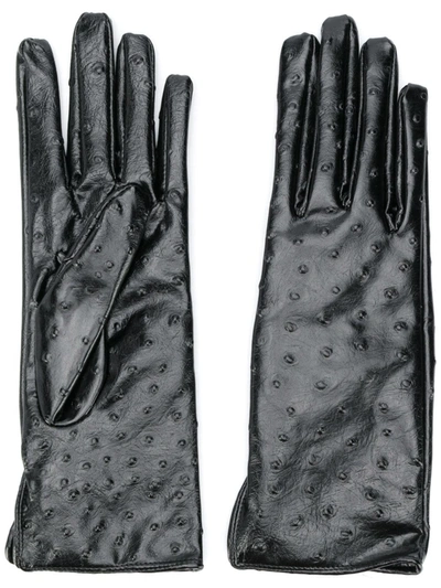 Msgm Dot Pattern Gloves In Black