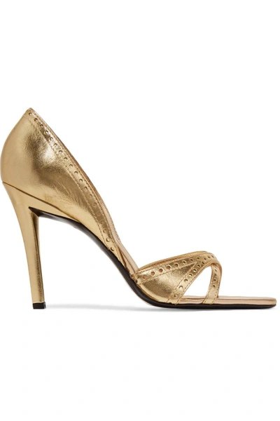 Roger Vivier Metallic Smooth And Perforated Leather Pumps
