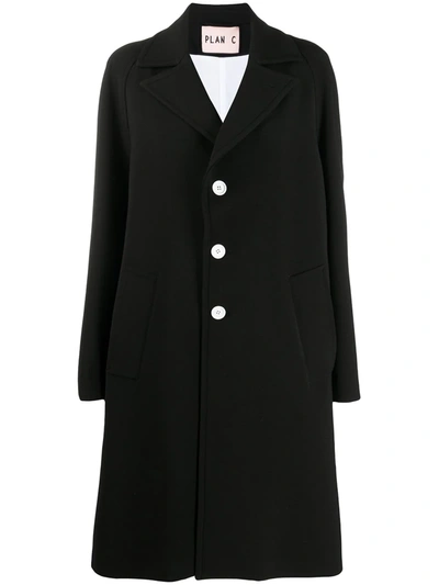 Plan C Button-up Single-breasted Coat In Black