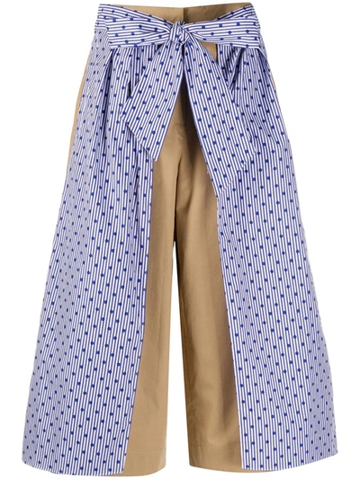 Sjyp Layered Wrap Wide-leg Trousers In Neutrals