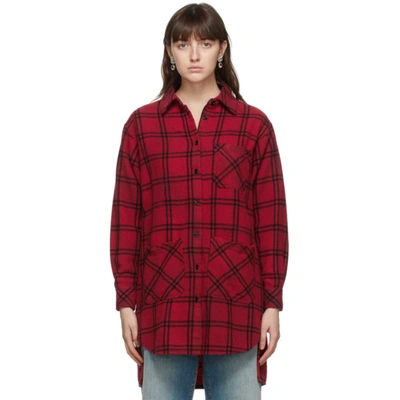 Gucci Oversized Checked Wool-blend Flannel Shirt In Red