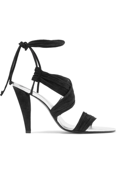 Roger Vivier Lace-up Gathered Suede Sandals