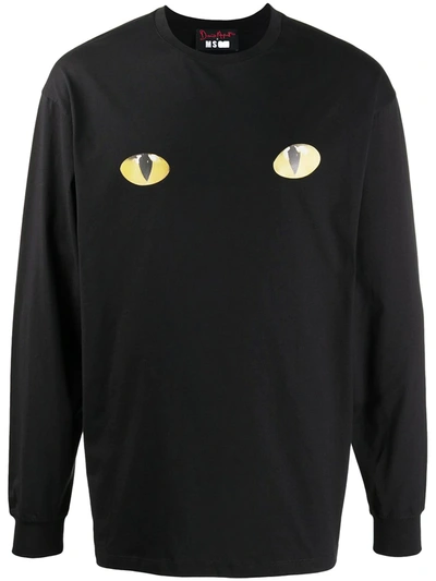 Msgm Eyes Print Long-sleeve T-shirt In Black