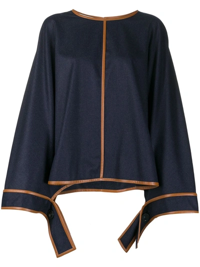 Stella Mccartney Piped Trim Cape In Blue