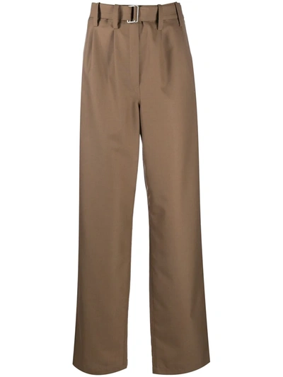 Lemaire Wide-leg Tailored Trousers In Brown