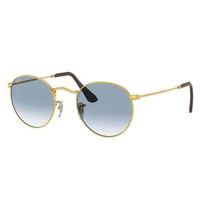Ray Ban Round Metal @collection Sunglasses Gold Frame Blue Lenses 50-21