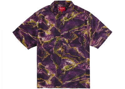 Pre-owned Supreme Marble Silk S/s Shirt Purple