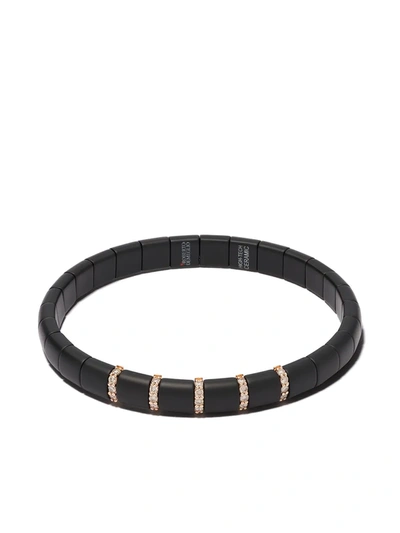 Roberto Demeglio 18kt Rose Gold, Diamond And Black Ceramic Domino Bracelet In Pink