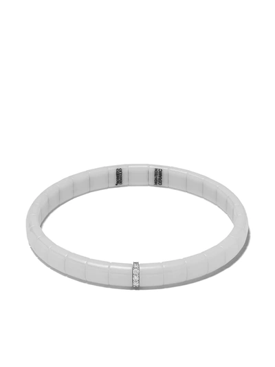 Roberto Demeglio 18kt White Gold, Diamond And White Ceramic Domino Bracelet In Silver