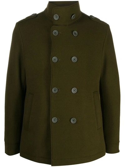 Herno Double-breasted Military Jacket In Green