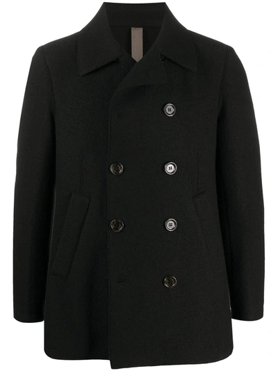 Eleventy Double-breasted Wool Coat In Black