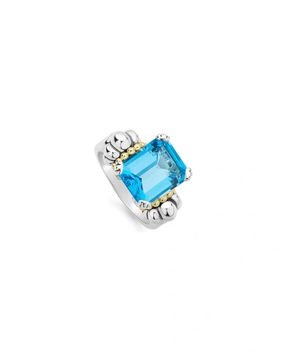 Lagos Sterling Silver & 18k Yellow Gold Glacier Blue Topaz Ring