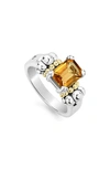 Lagos Glacier 18x13mm Gemstone Two-tone Ring In Orange/silver