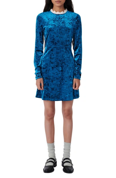 crushed velvet dress blue Zara Blue Corset Stitch Mini Dress Size Small – Ernest Grace main image 1