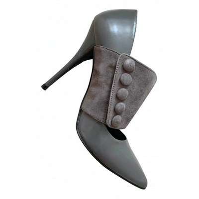Pre-owned Balmain Leather Heels In Grey
