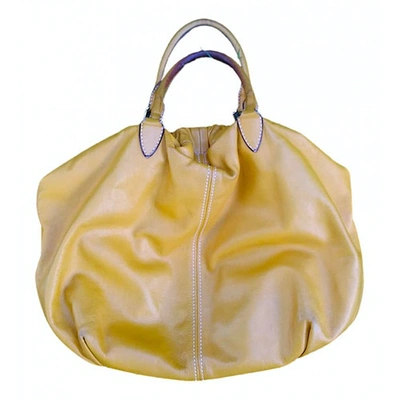 Pre-owned Miu Miu Bow Bag Leather Handbag In Yellow