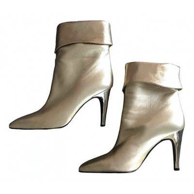 Pre-owned Versace Leather Ankle Boots In Gold