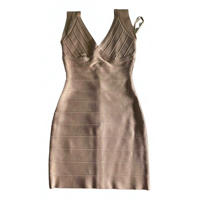Pre-owned Herve Leger Mini Dress In Pink