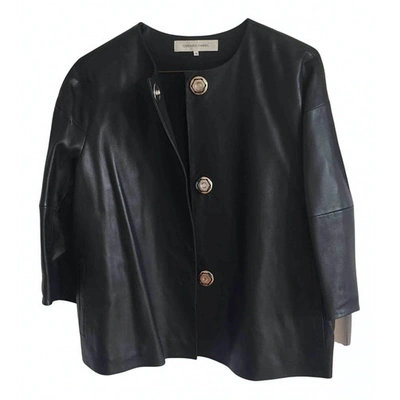 Pre-owned Gerard Darel Leather Short Vest In Black