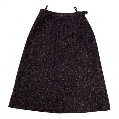 Pre-owned Saint Laurent Tweed Mid-length Skirt In Purple