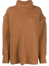 Loulou Studio Parata Ribbed Wool And Cashmere-blend Turtleneck Sweater In Brown