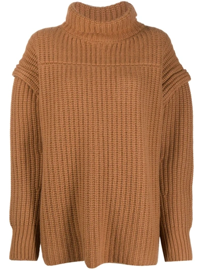 Loulou Studio Parata Ribbed Wool And Cashmere-blend Turtleneck Sweater In Brown