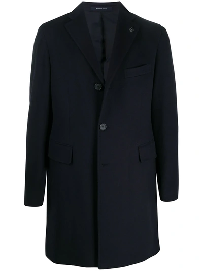 Tagliatore Single-breasted Coat In Cashemre Cloth In Blu