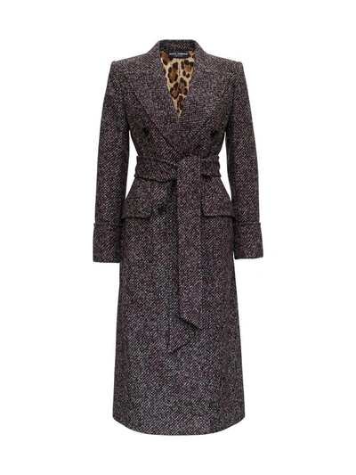 Dolce & Gabbana Melange Trench-coat In Wool And Alpaca Blend In Grey