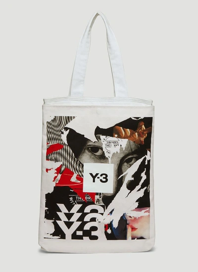 Y-3 Adidas Y3 Graphic Print Tote Bag In White