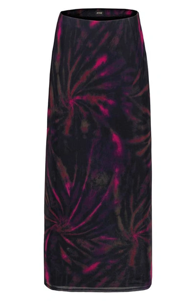 Afrm Felix Print Skirt In Pink Spiral