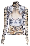 Afrm Zadie Semi Sheer Turtleneck In Tiger