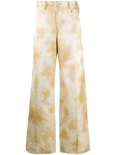 Marni Satin Turn Up Cuff Trousers In Neutrals