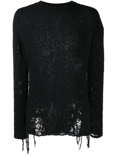 Thom Krom Distressed Knit Striped Jumper In Black