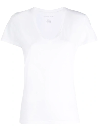 Majestic V-neck T-shirt In White