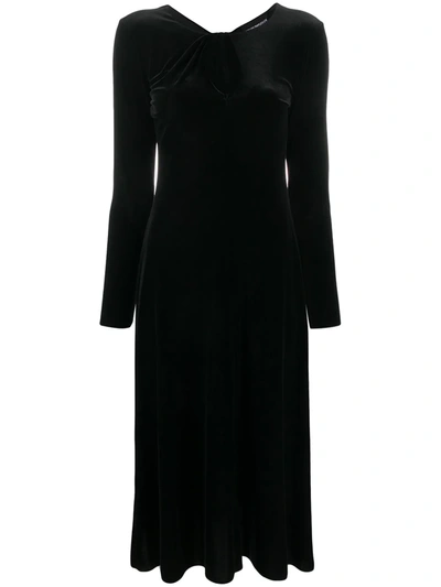 Emporio Armani Velvet-effect Midi Dress In Black