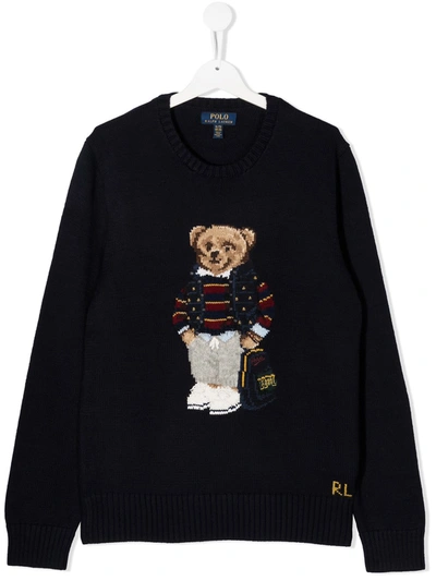 Ralph Lauren Teen Teddy Bear-print Sweatshirt In Blue