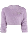 Gcds Fluffy Knit Jumper In Purple