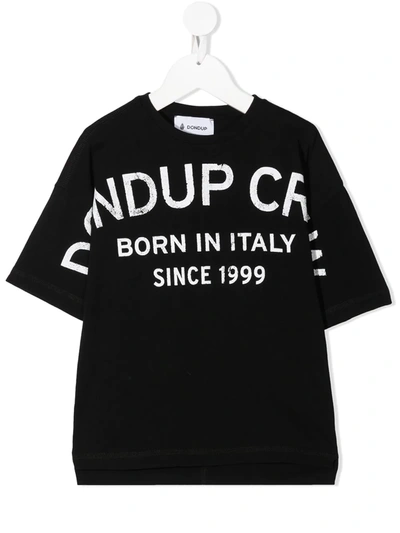 Dondup Teen Logo Print T-shirt In Black