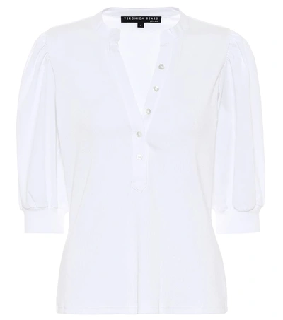 Veronica Beard Coralee Puff Sleeve Top In White