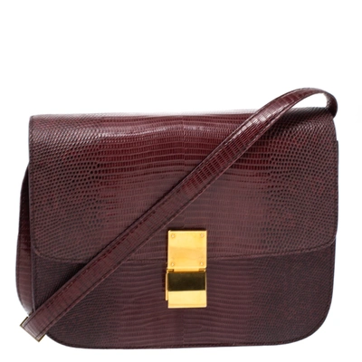 Pre-owned Celine Brown Lizard Medium Classic Box Shoulder Bag