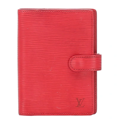 Pre-owned Louis Vuitton Red Epi Leather Agenda Cover