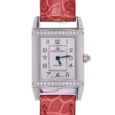 Pre-owned Jaeger-lecoultre Silver Diamonds Stainless Steel Reverso 265.8.080 Women's Wristwatch 20 X 32 Mm