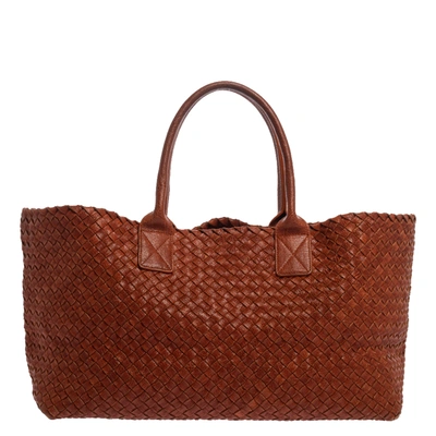 Pre-owned Bottega Veneta Cinnamon Stick Woven Leather Medium Limited Edition 180/500 Cabat Tote In Brown