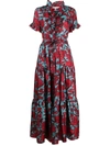 La Doublej Long And Sassy Floral Ruffle Dress In Lilium Turchese