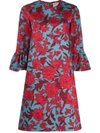 La Doublej 24/7 Floral Print Dress In Lilium Turchese