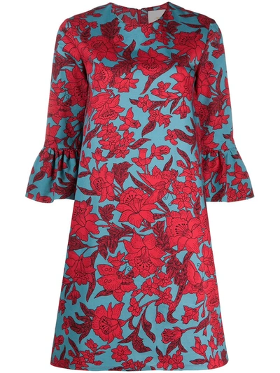 La Doublej 24/7 Floral Print Dress In Lilium Turchese